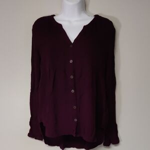 Artesia Women's Burgundy Button-Up Top Size S